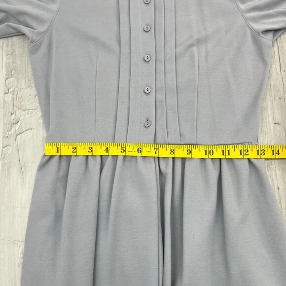 Lanz Original Gray Long Sleeve Collared Button Pilgrim Peasant Long Plain Dress - Picture 10 of 11